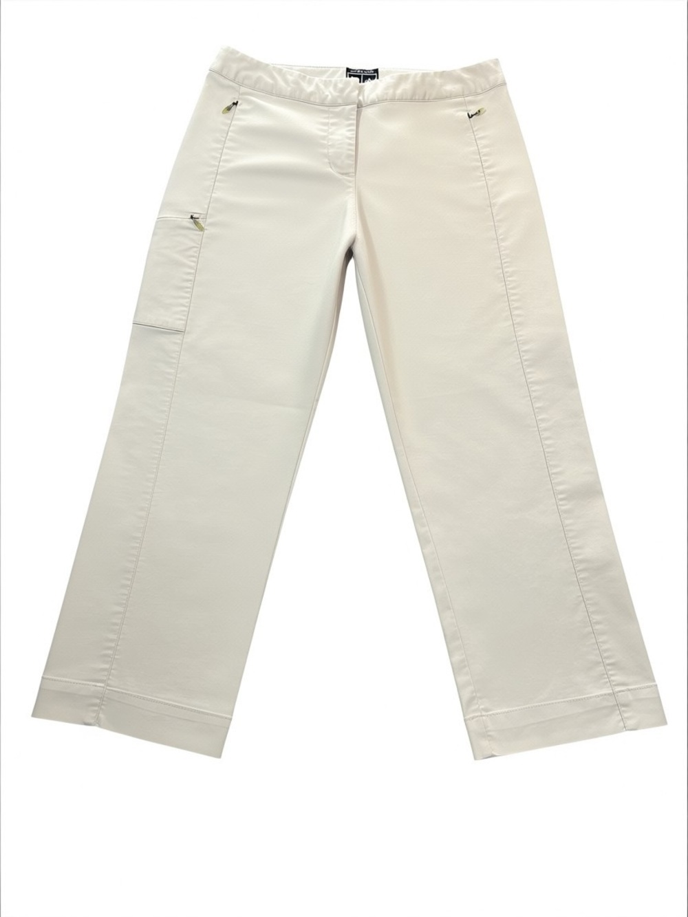 Adidas Khaki Cropped Cargo Pants Zippered Pockets Cotton Blend Size 4 - Picture 2 of 6